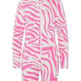 Zebra Fitted Short Jumpsuit Pink