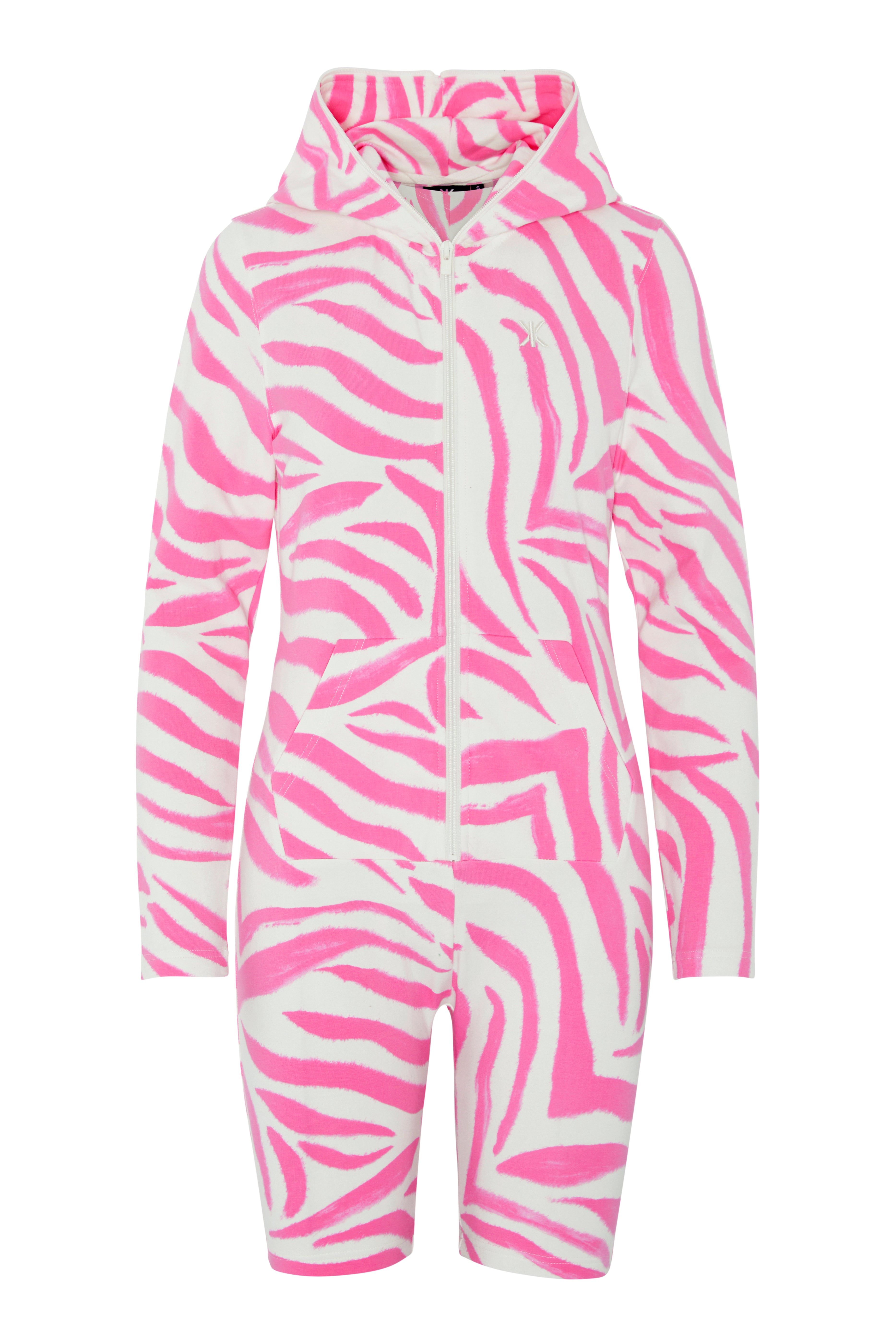 Zebra Fitted Short Jumpsuit Pink
