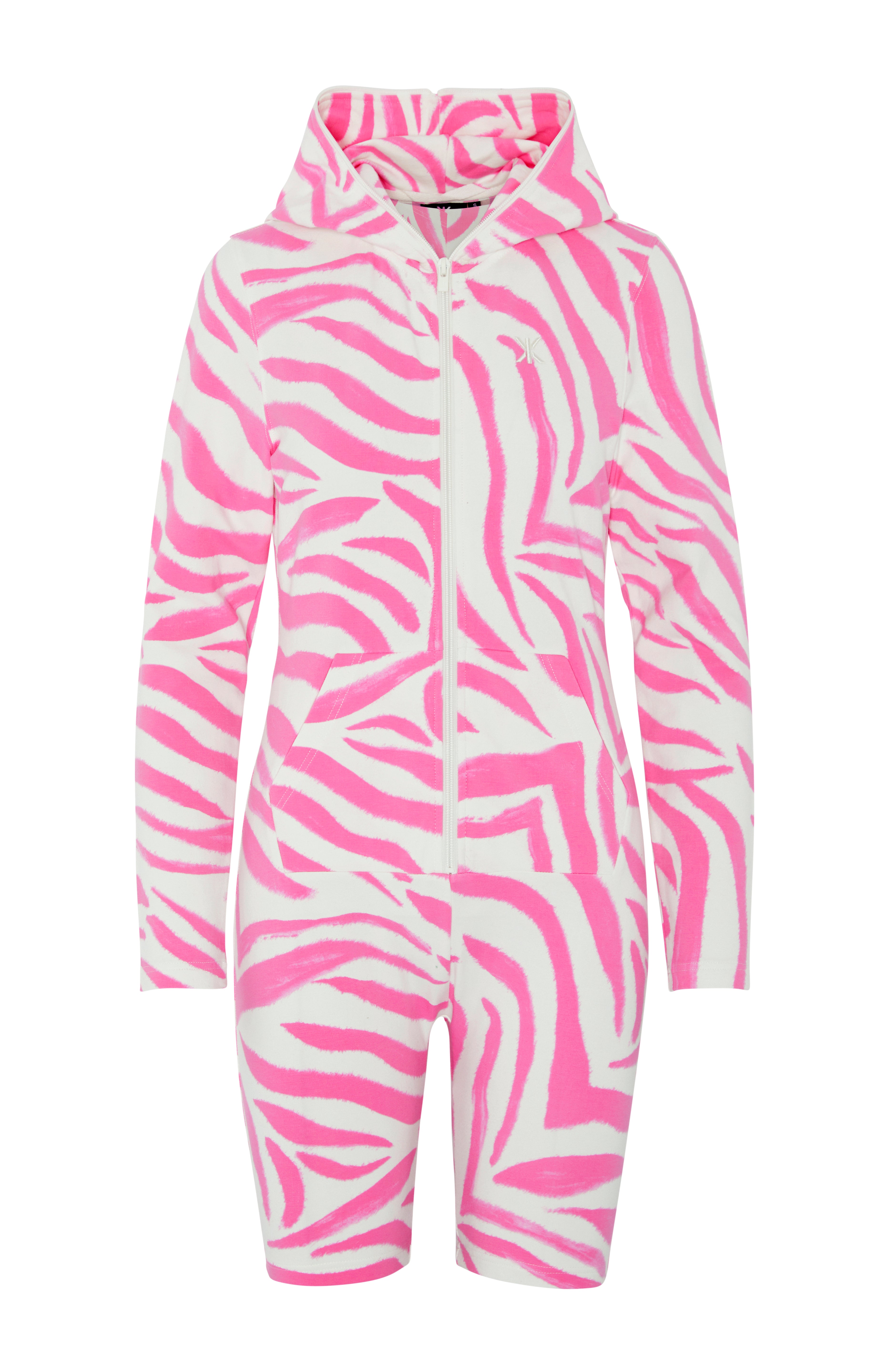 Zebra Fitted Short Jumpsuit Pink
