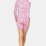 Zebra Fitted Short Jumpsuit Pink