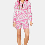 Zebra Fitted Short Jumpsuit Pink
