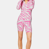 Zebra Fitted Short Jumpsuit Pink