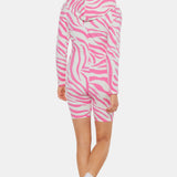 Zebra Fitted Short Jumpsuit Pink