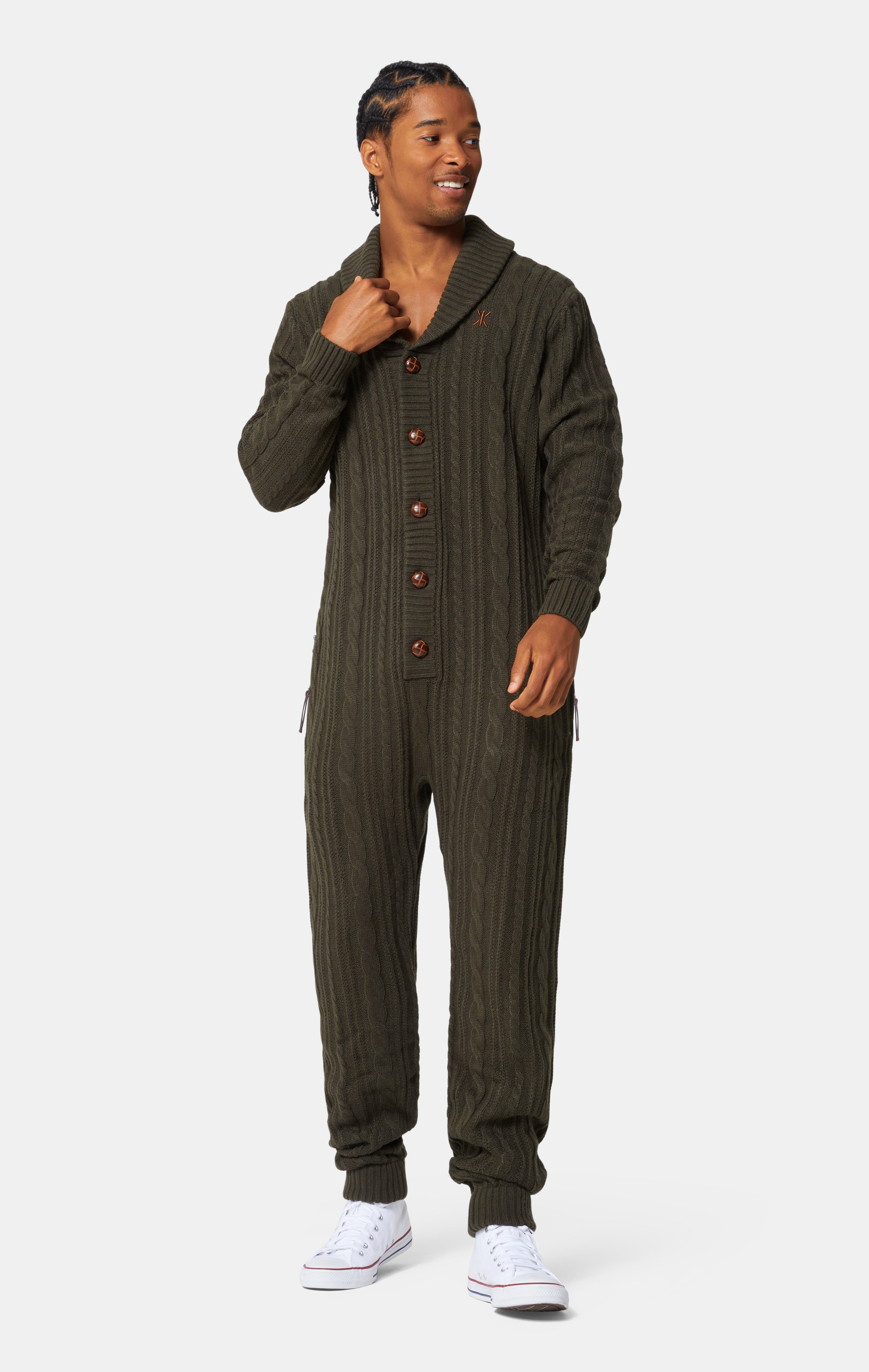 Chunky Cardigan Jumpsuit Green