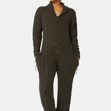 Chunky Cardigan Jumpsuit Green