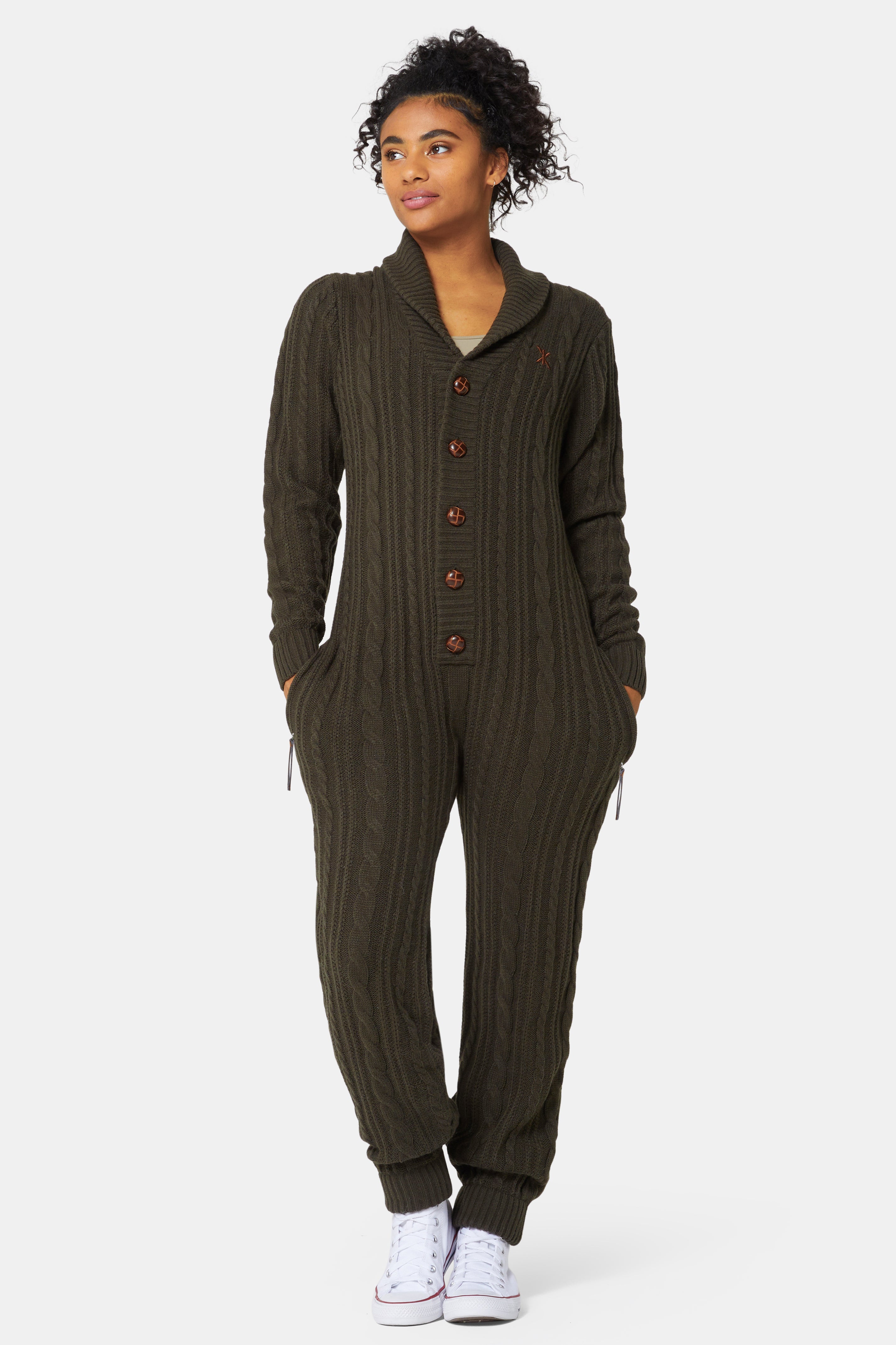 Chunky Cardigan Jumpsuit Green