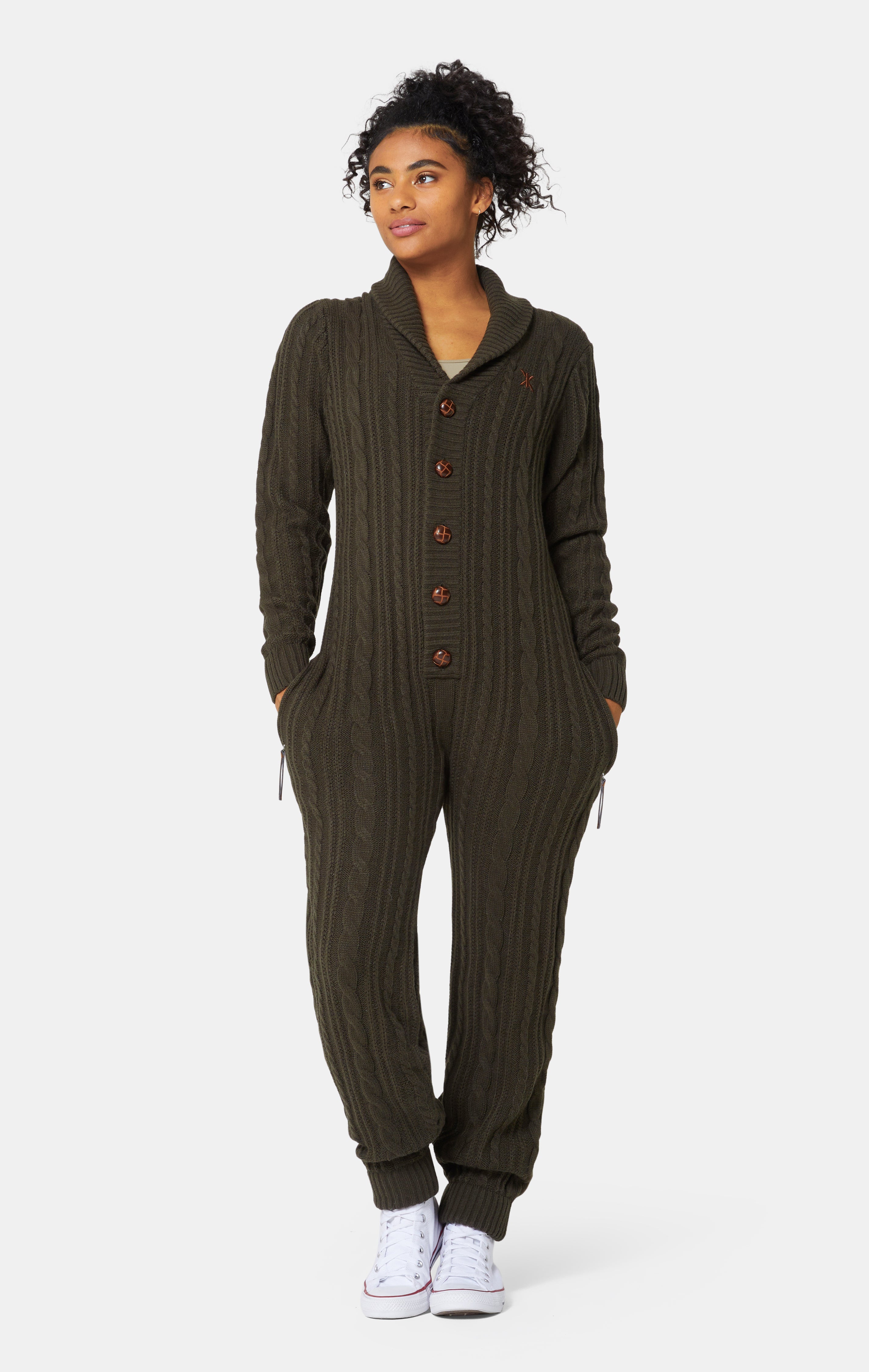 Chunky Cardigan Jumpsuit Green