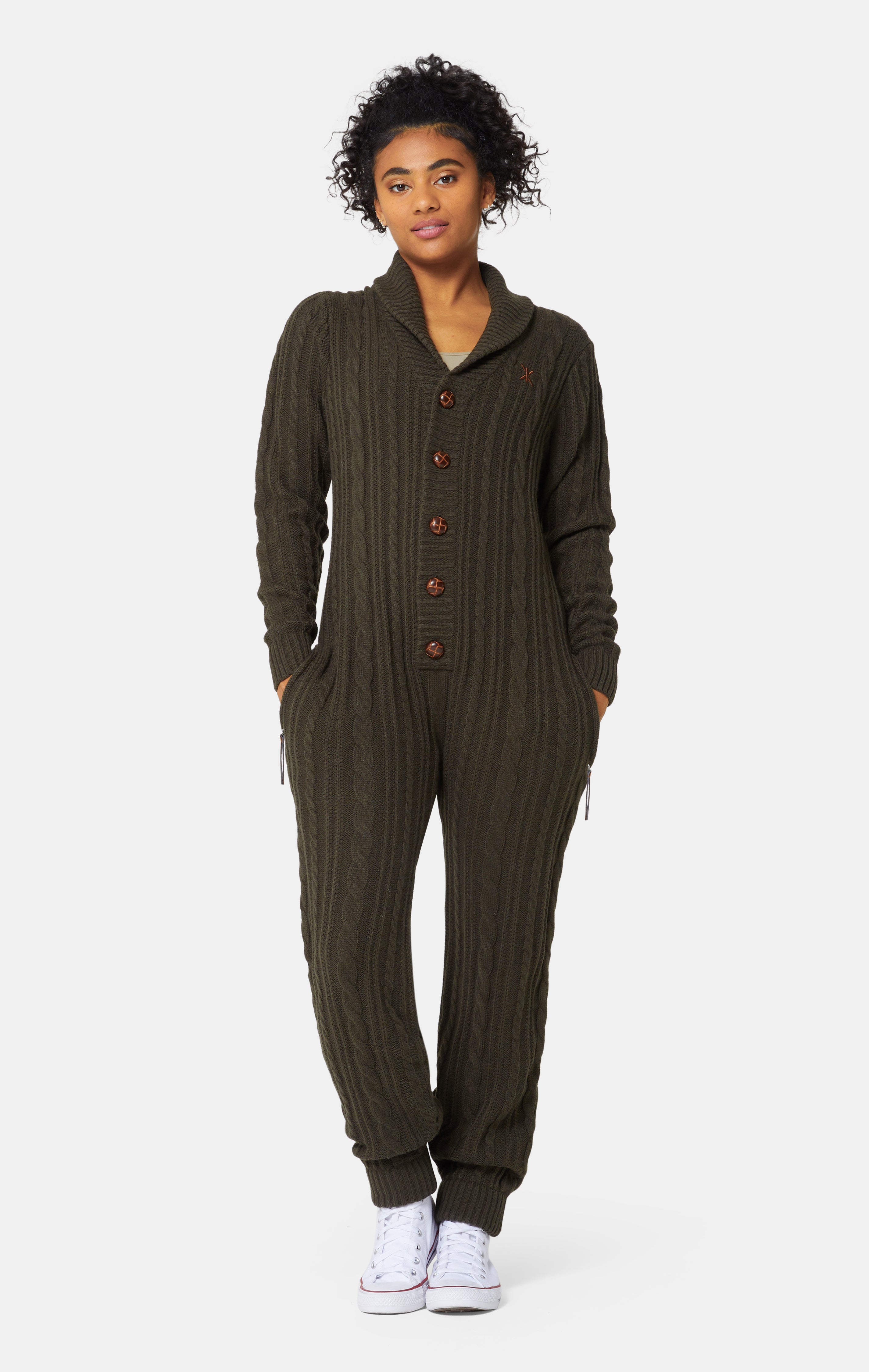 Chunky Cardigan Jumpsuit Green