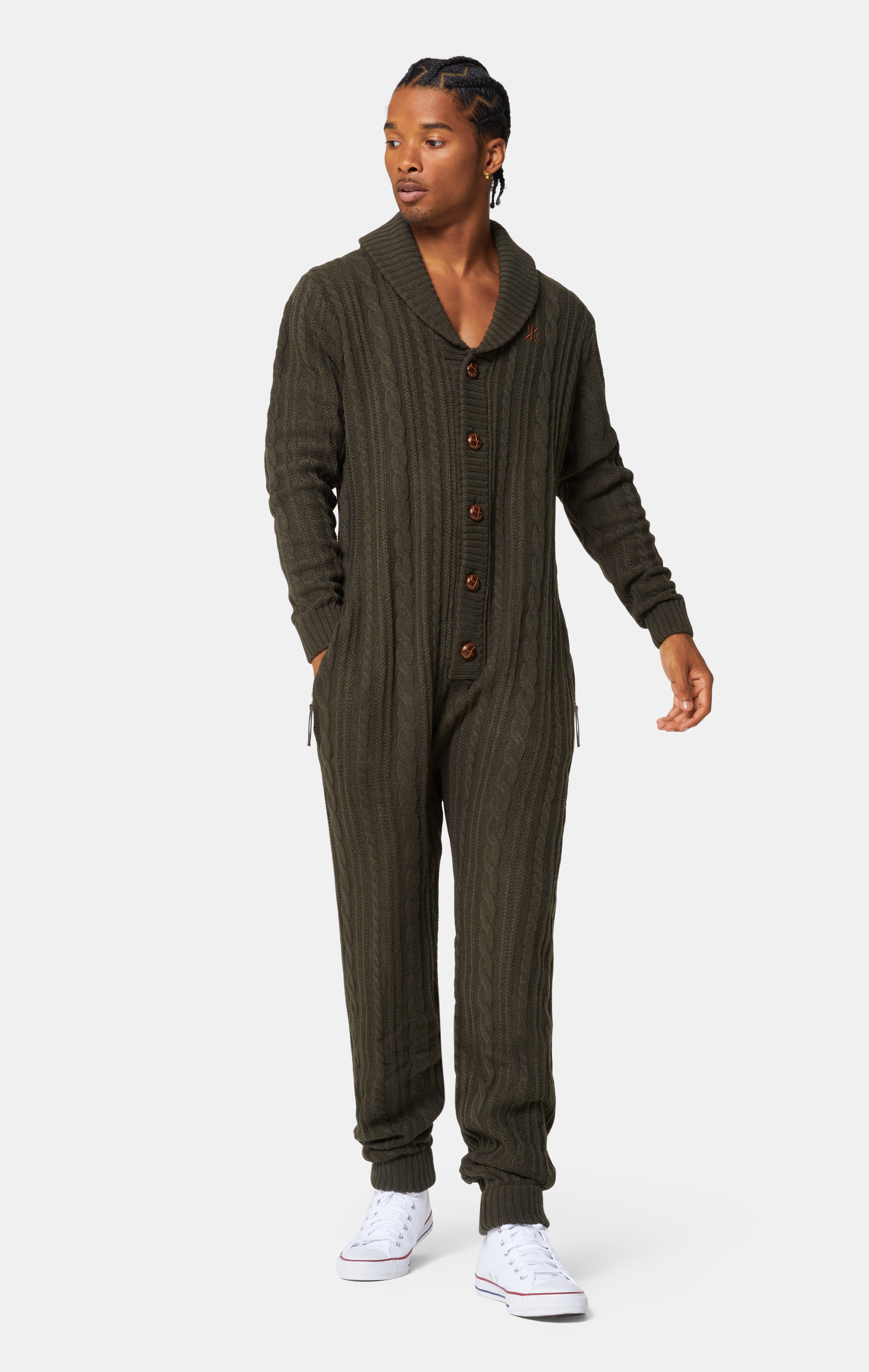 Chunky Cardigan Jumpsuit Green