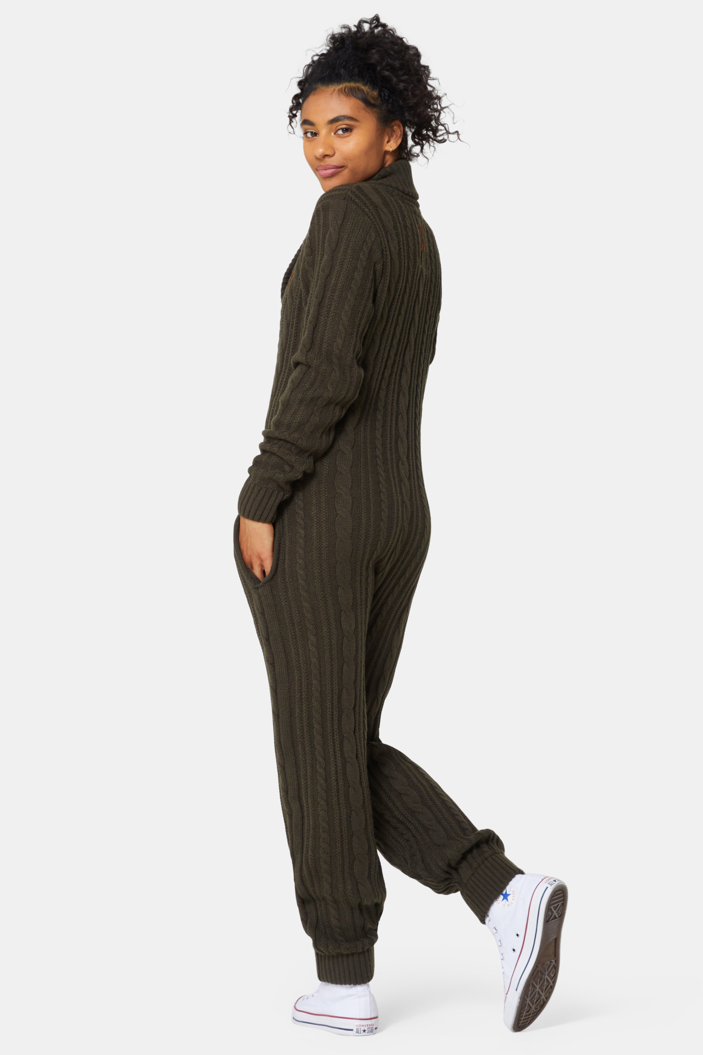 Chunky Cardigan Jumpsuit Green