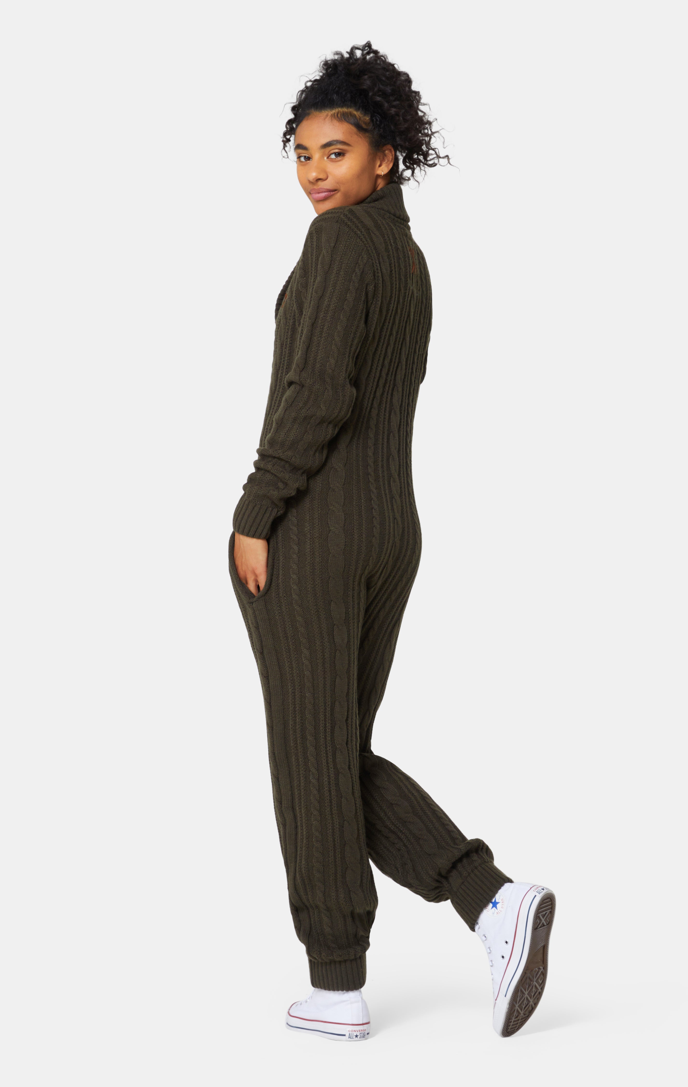 Chunky Cardigan Jumpsuit Green