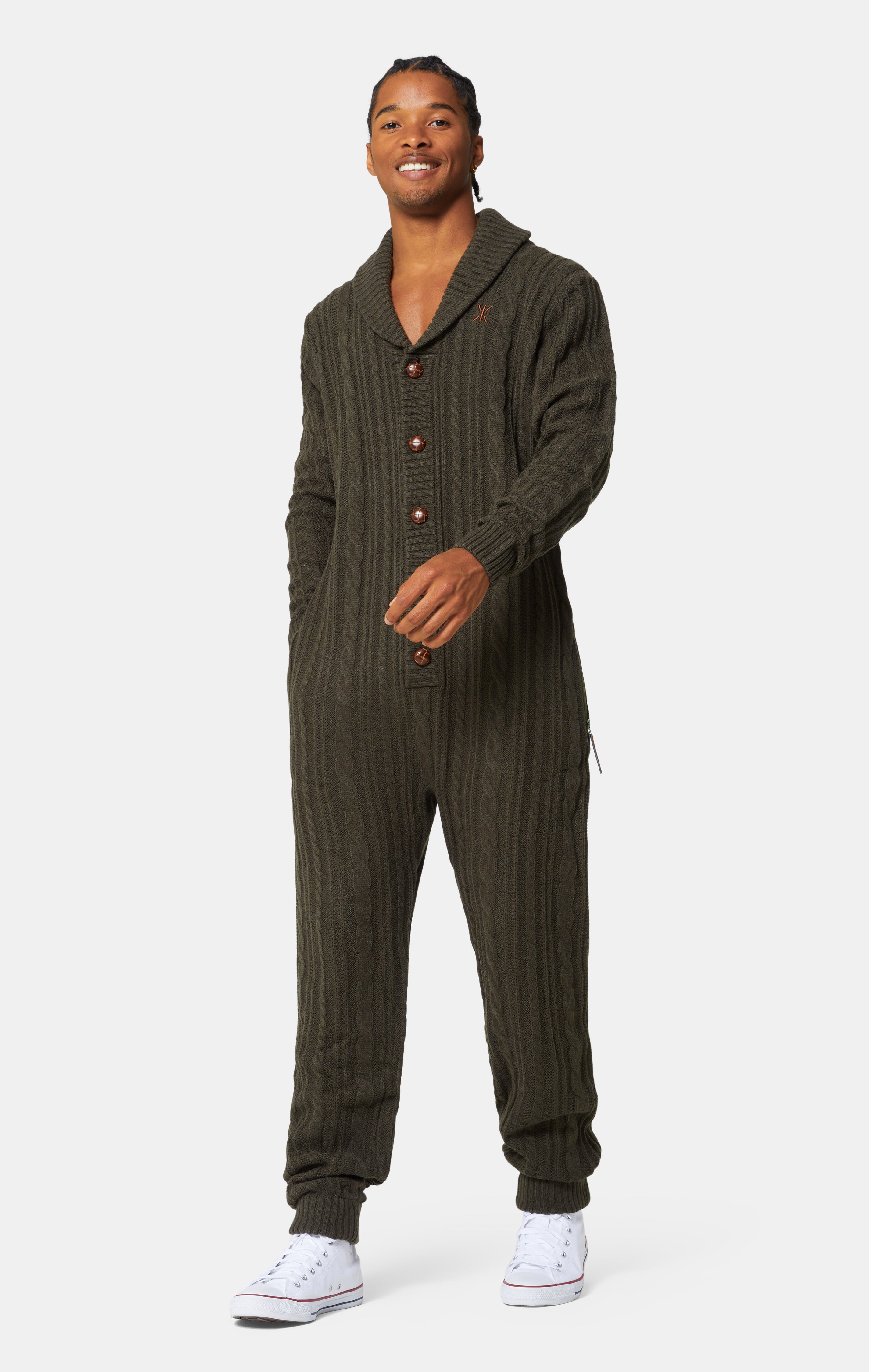 Chunky Cardigan Jumpsuit Green