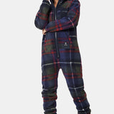 Checkered Fleece Jumpsuit Blue