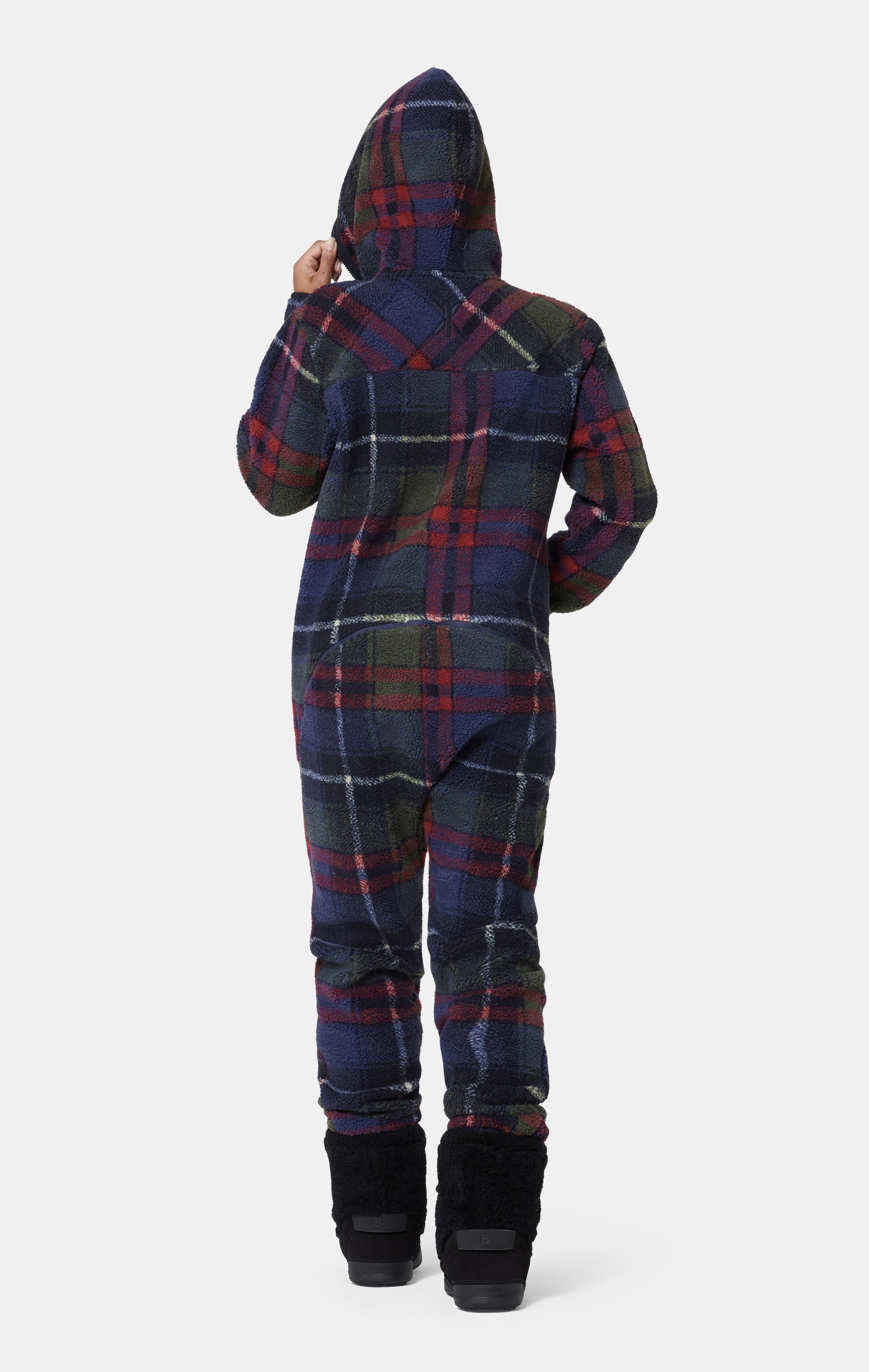 Checkered Fleece Jumpsuit Blue