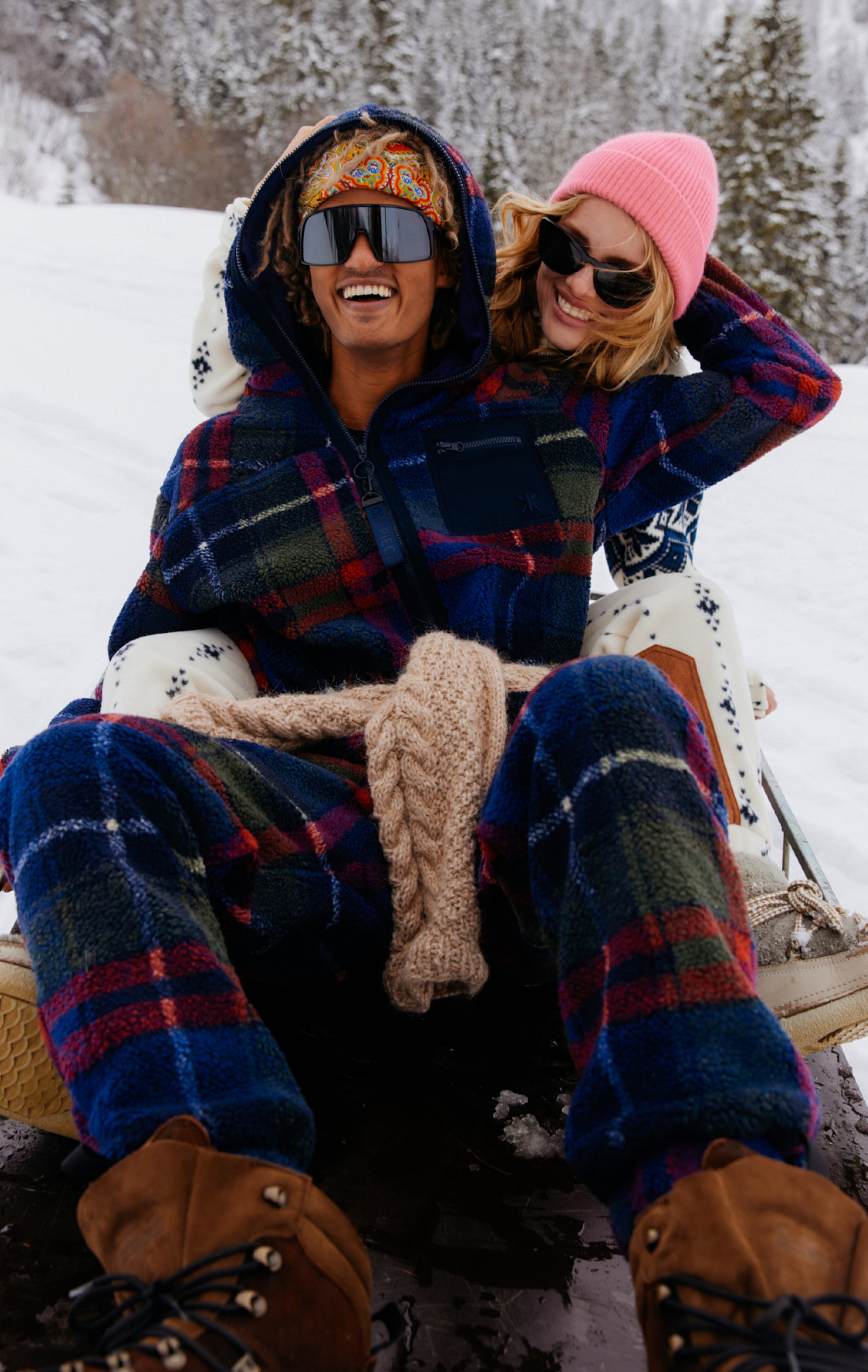 house on the hill jumpsuit check 80㎝ Checkered Fleece Jumpsuit | Blue – Onepiece