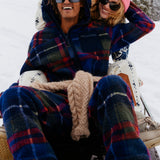 Checkered Fleece Jumpsuit Blue