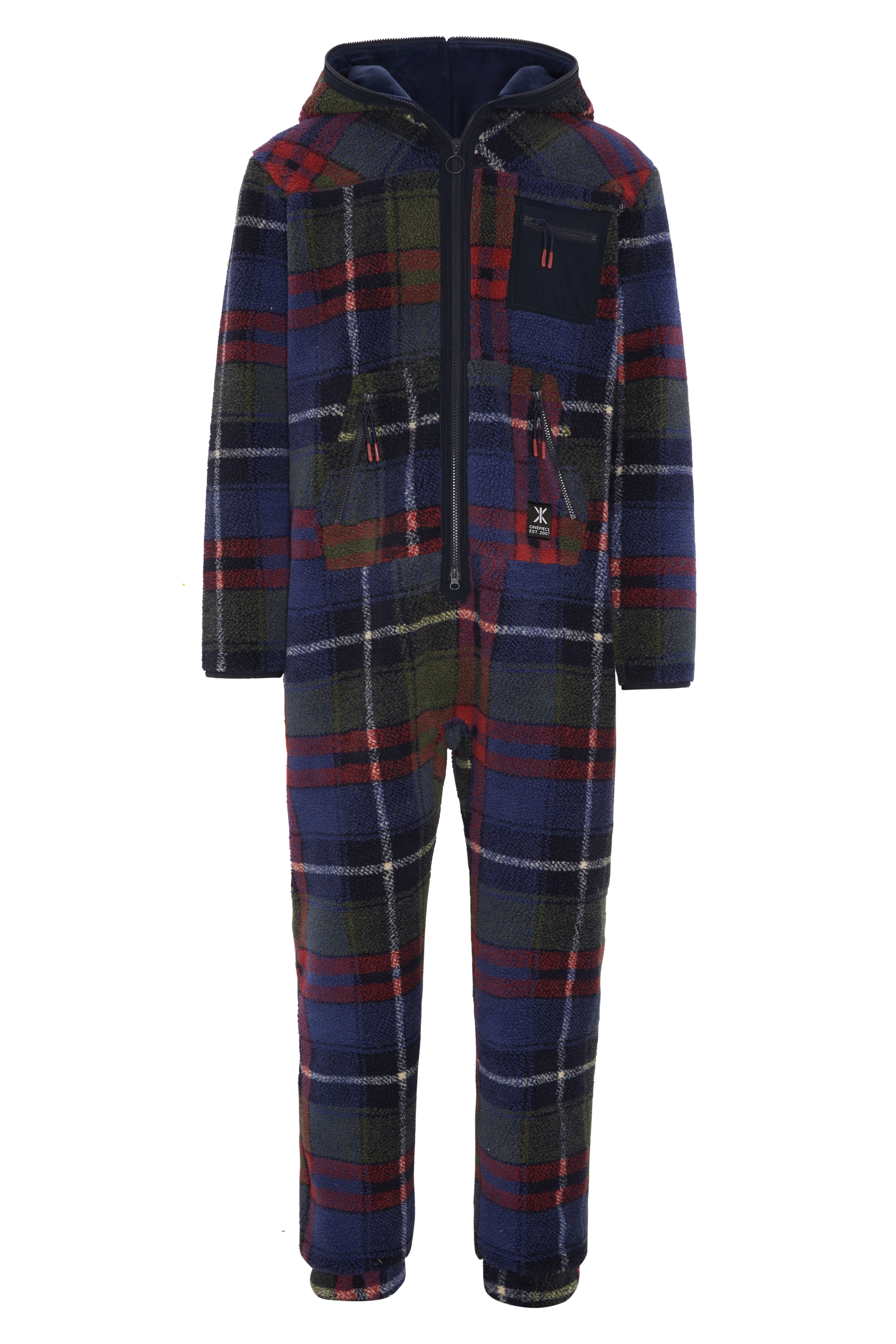 Checkered Fleece Jumpsuit Blue