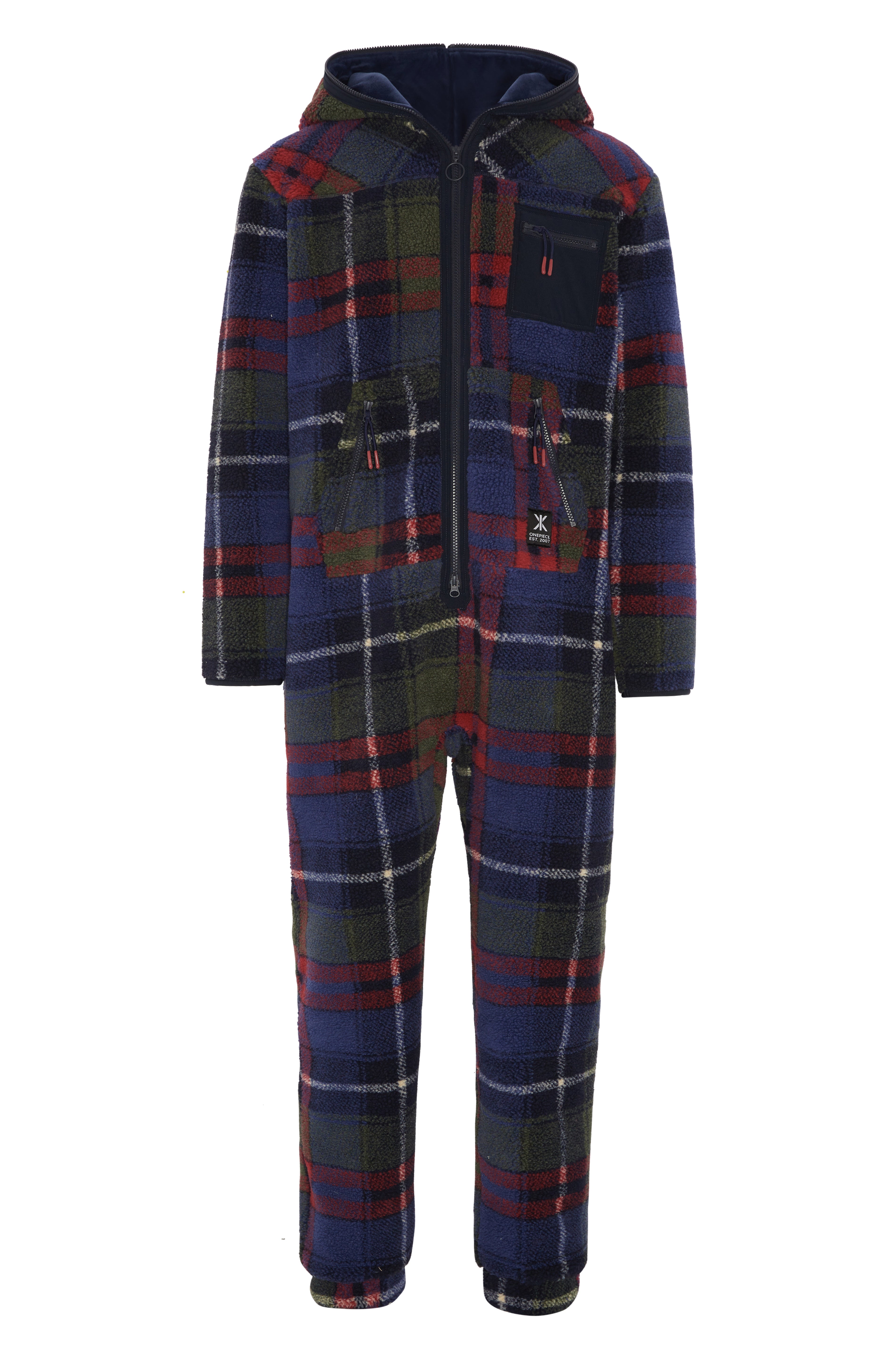 Checkered Fleece Jumpsuit Blue