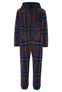 Checkered Fleece Jumpsuit Blue