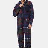 Checkered Fleece Jumpsuit Blue