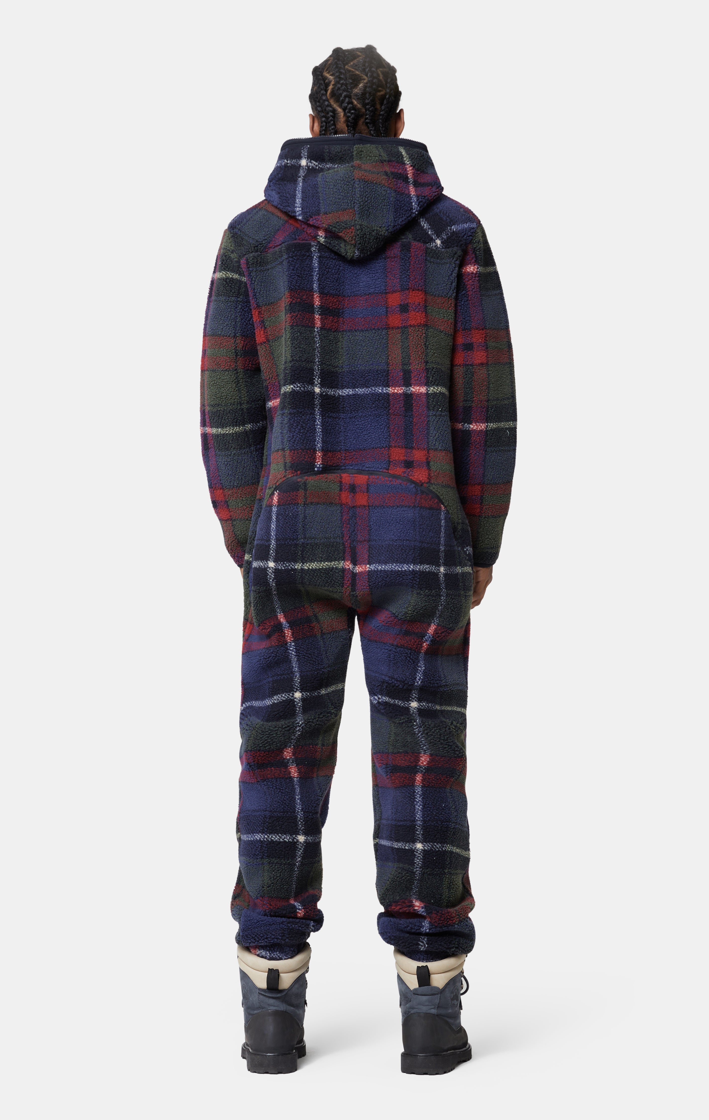 Checkered Fleece Jumpsuit Blue