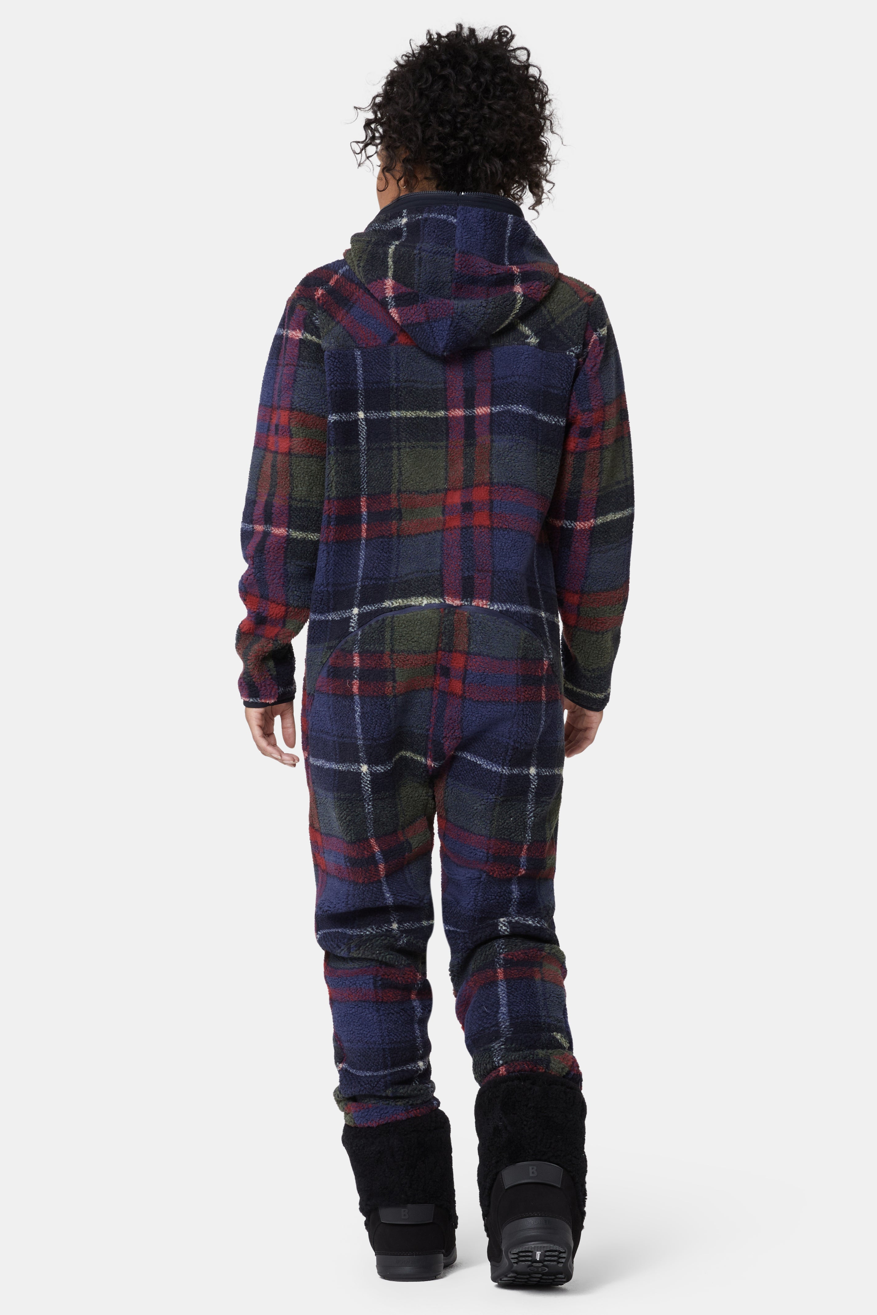 Checkered Fleece Jumpsuit Blue