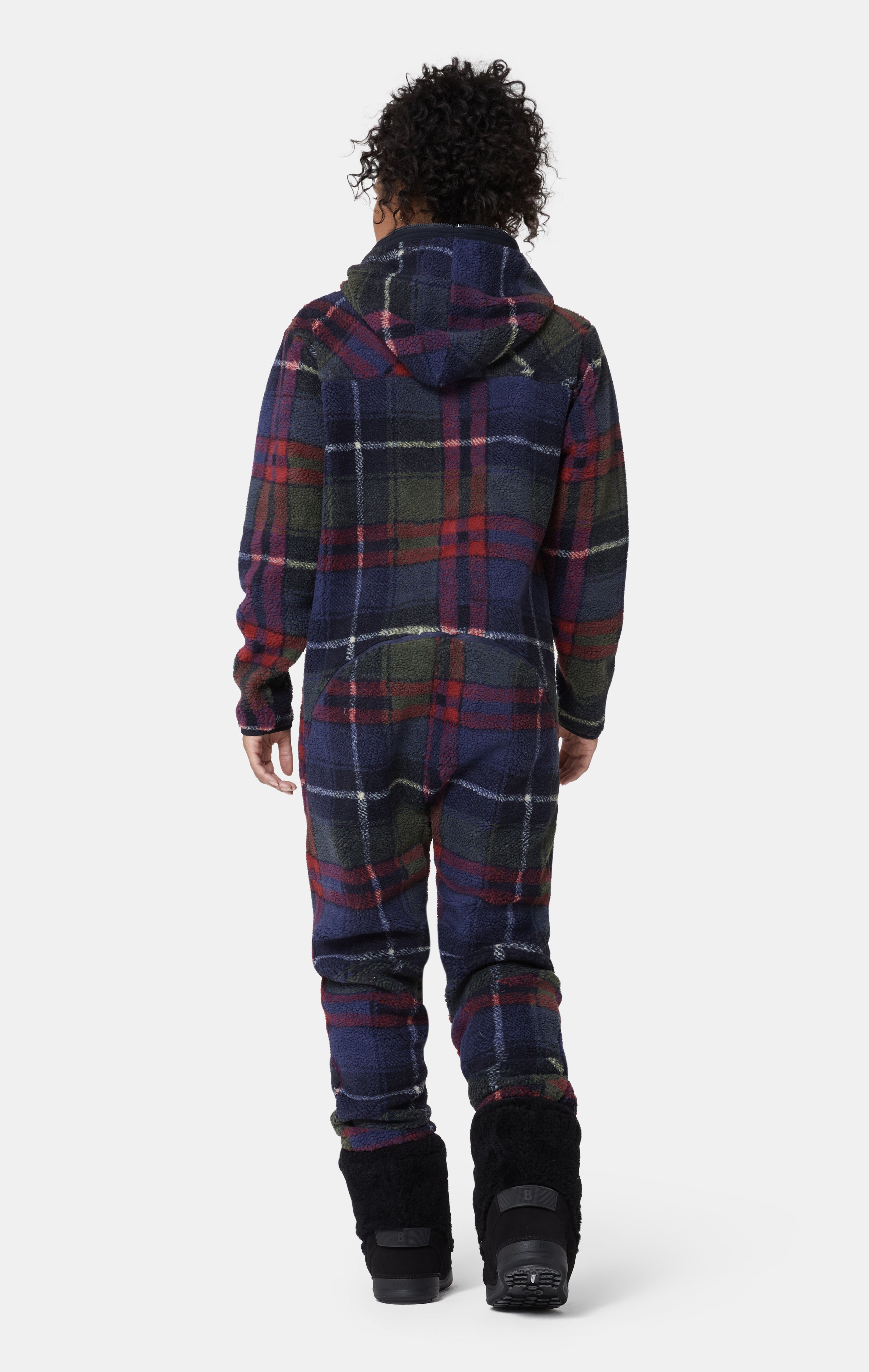 Checkered Fleece Jumpsuit Blue