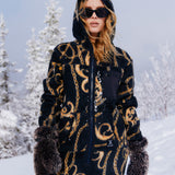 Gold Chain Fleece Jumpsuit Black