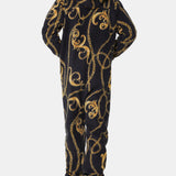 Gold Chain Fleece Jumpsuit Black