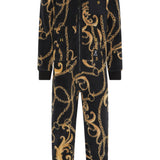 Gold Chain Fleece Jumpsuit Black