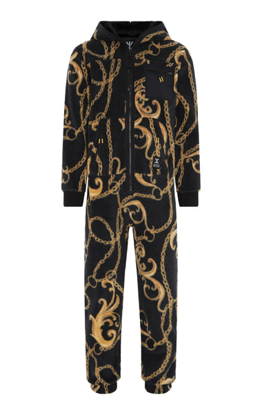 Gold Chain Fleece Jumpsuit | Black – Onepiece