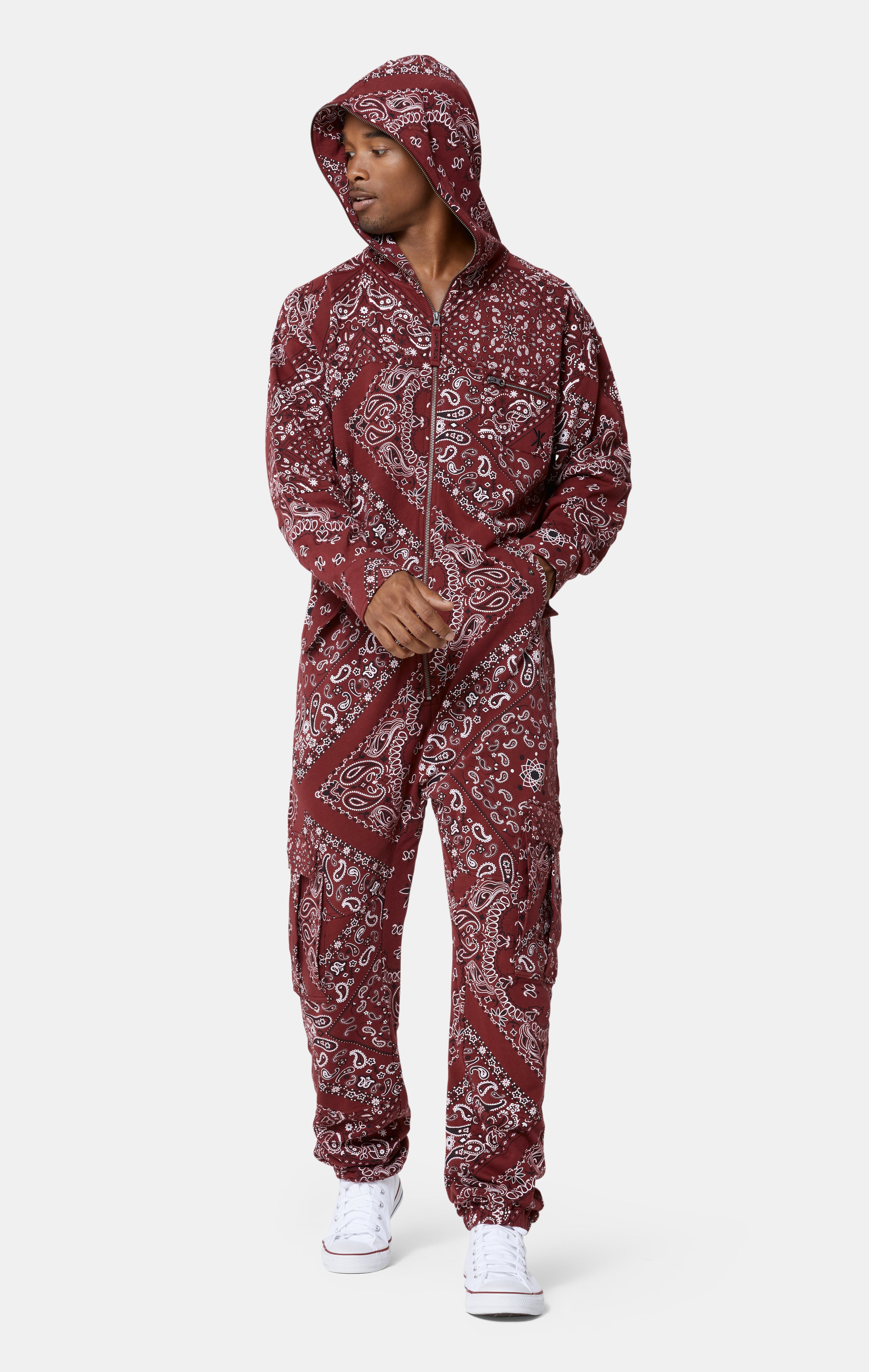 Cargo Baggy Paisley Jumpsuit Red