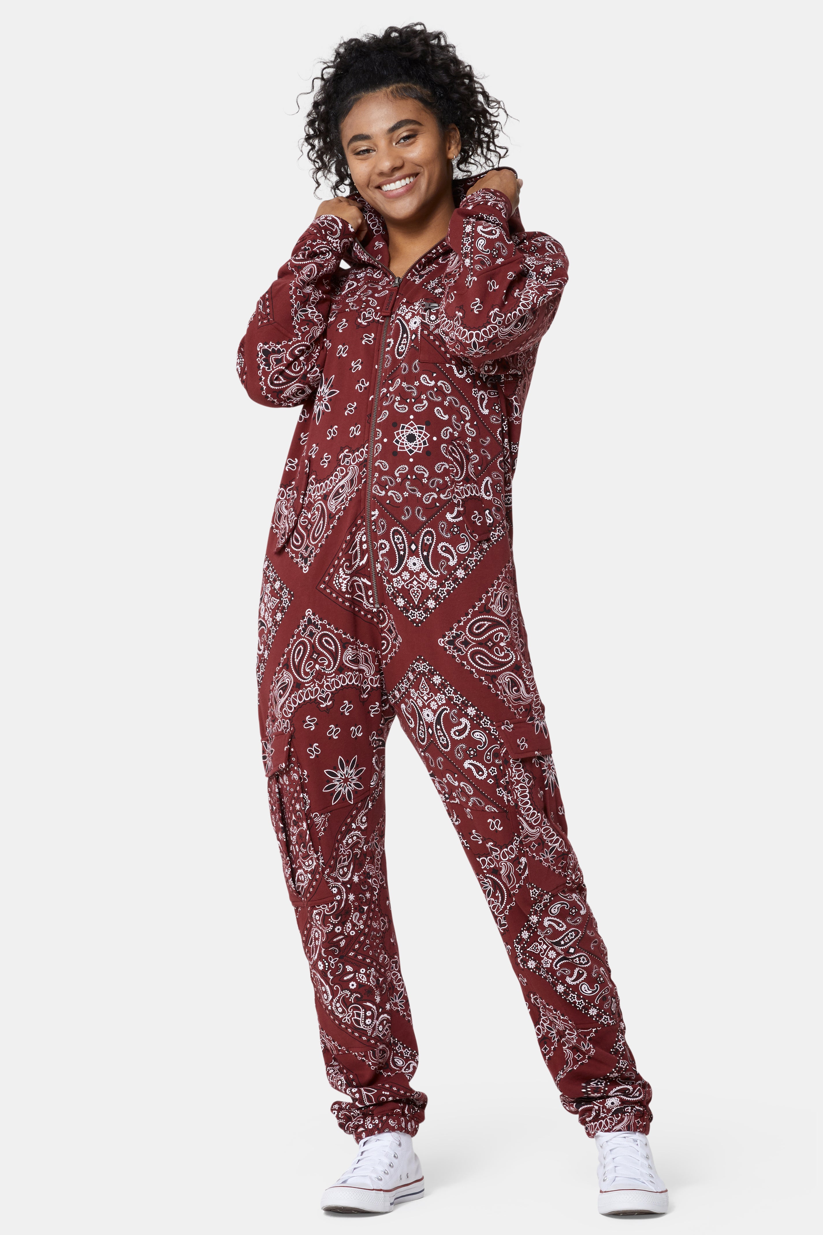 Cargo Baggy Paisley Jumpsuit Red