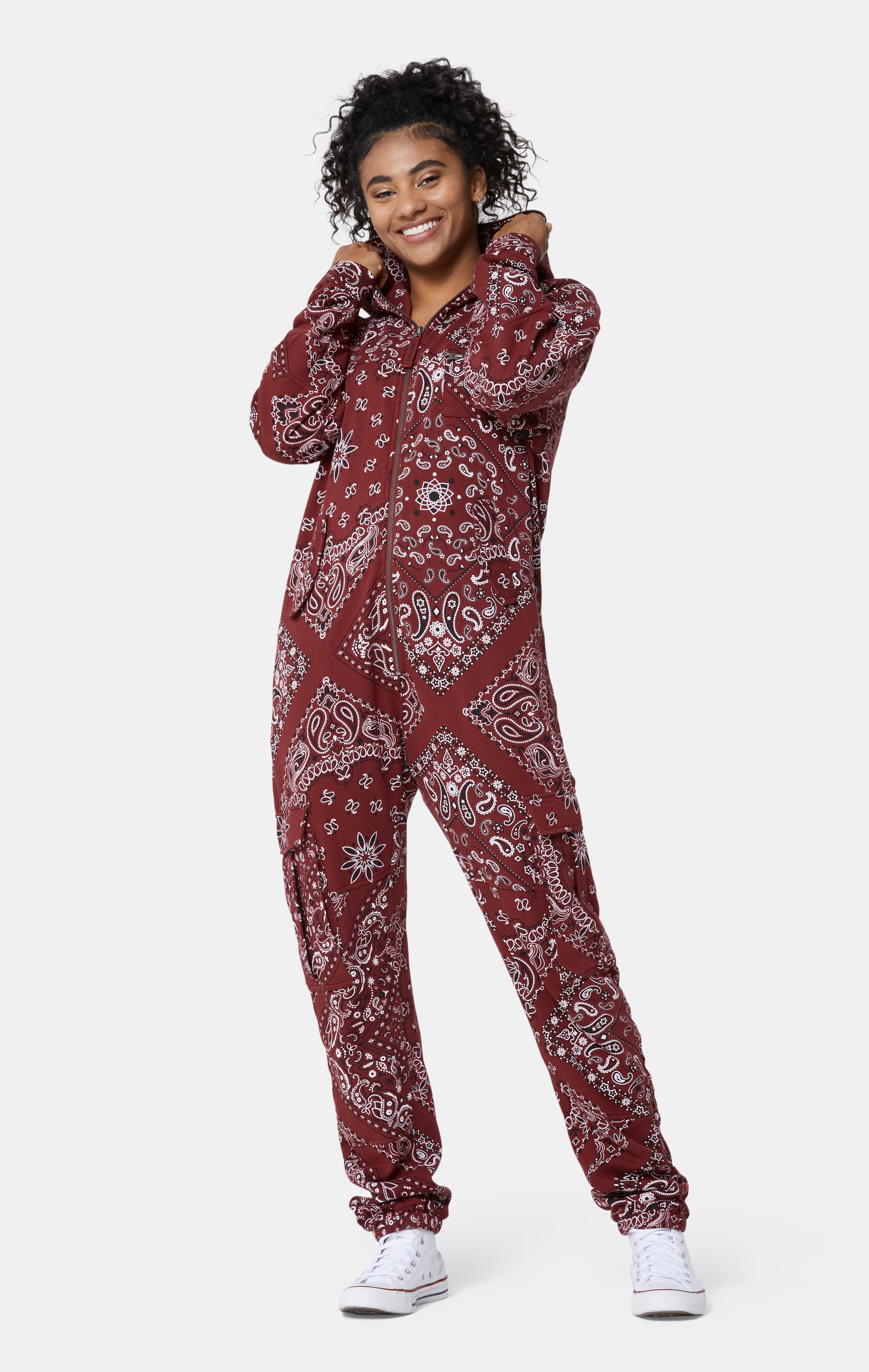 Cargo Baggy Paisley Jumpsuit Red