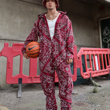 Cargo Baggy Paisley Jumpsuit Red