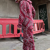 Cargo Baggy Paisley Jumpsuit Red