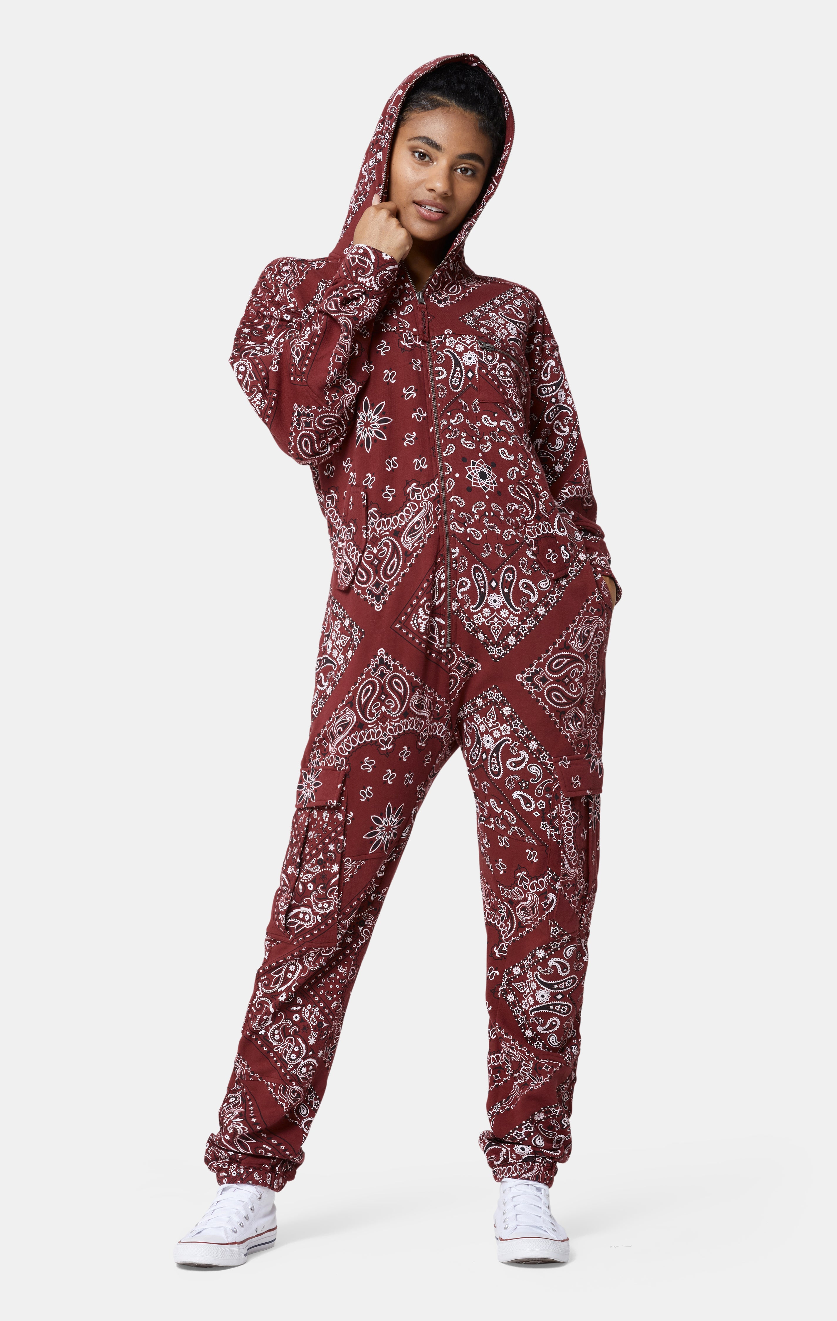 Cargo Baggy Paisley Jumpsuit Red