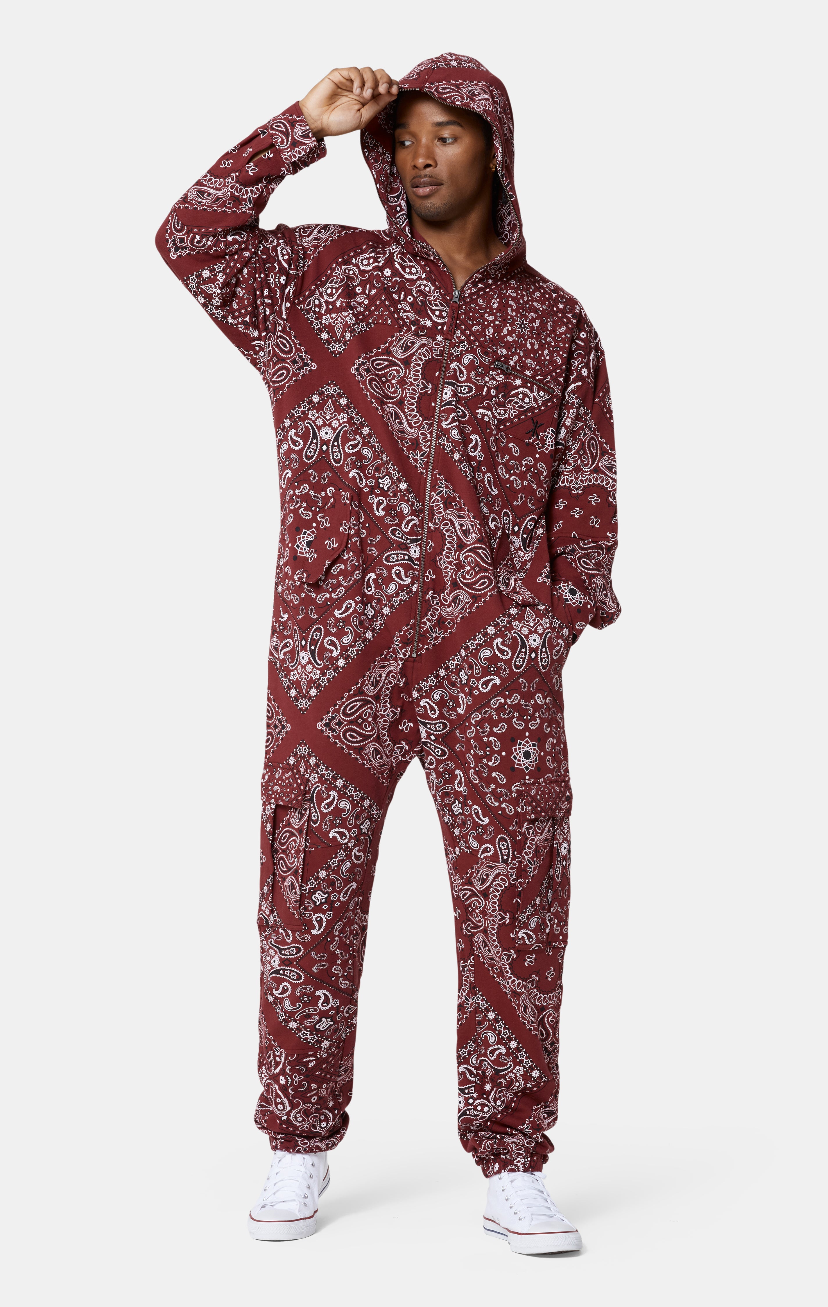 Cargo Baggy Paisley Jumpsuit Red