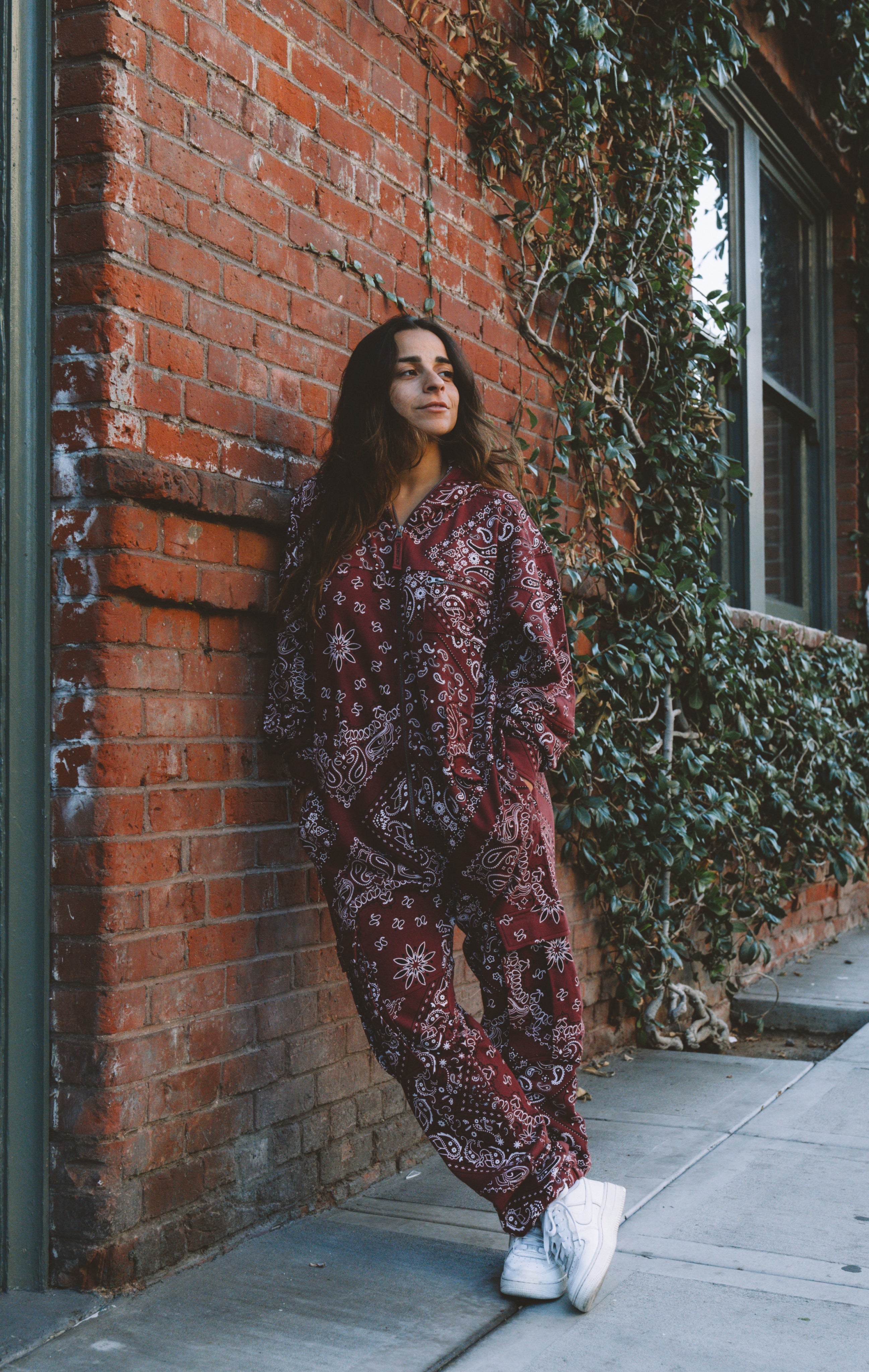 Cargo Baggy Paisley Jumpsuit Red
