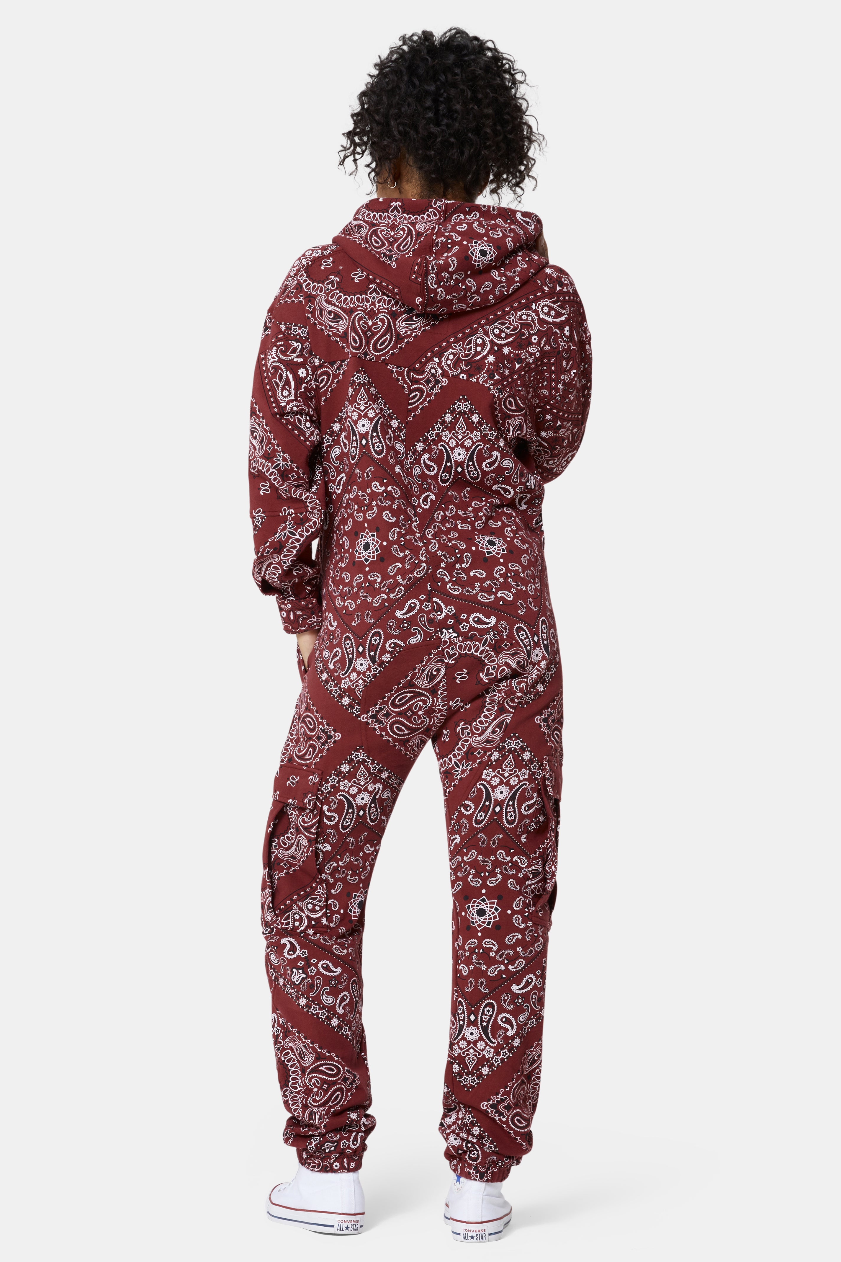 Cargo Baggy Paisley Jumpsuit Red