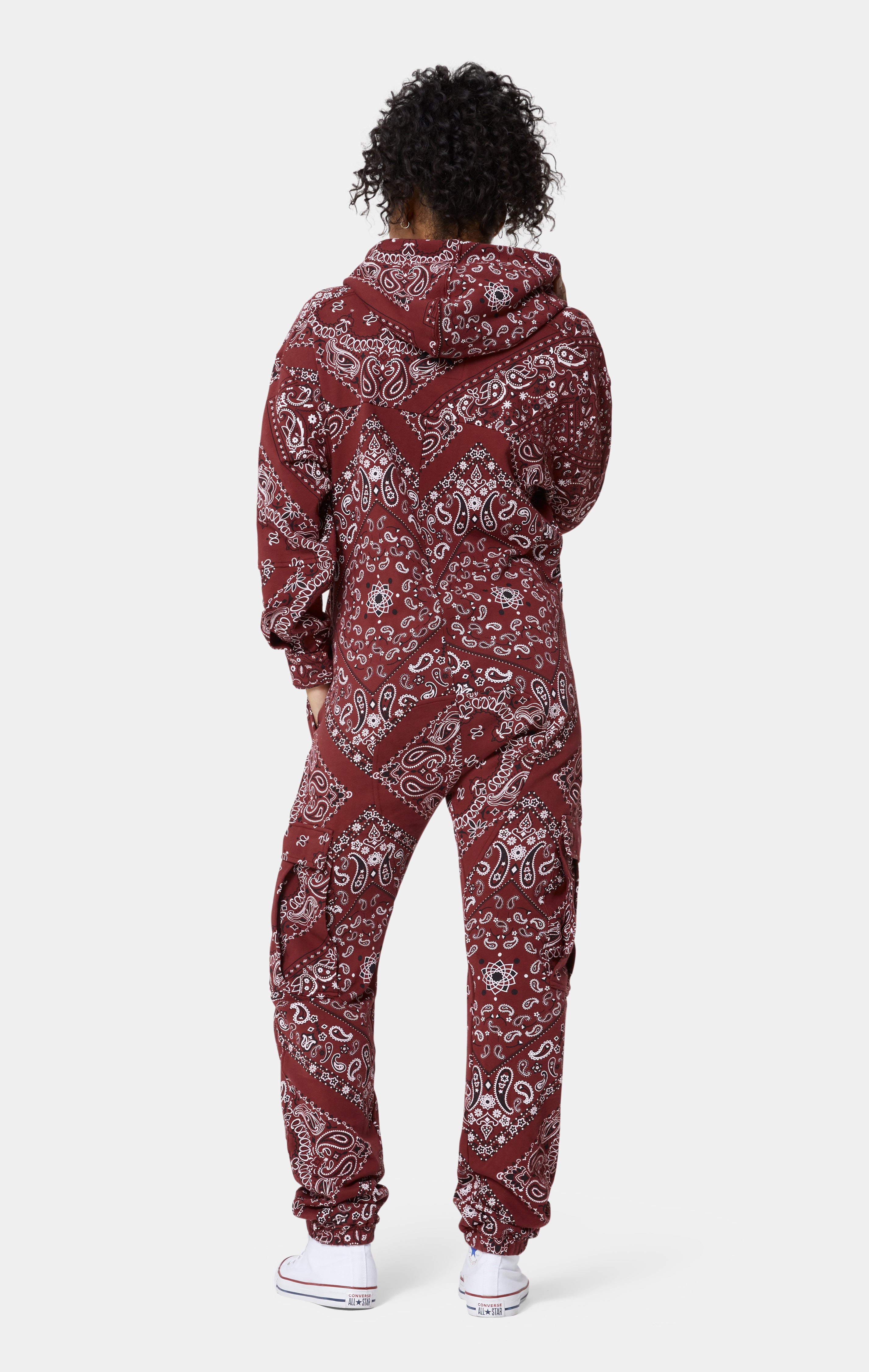 Cargo Baggy Paisley Jumpsuit Red