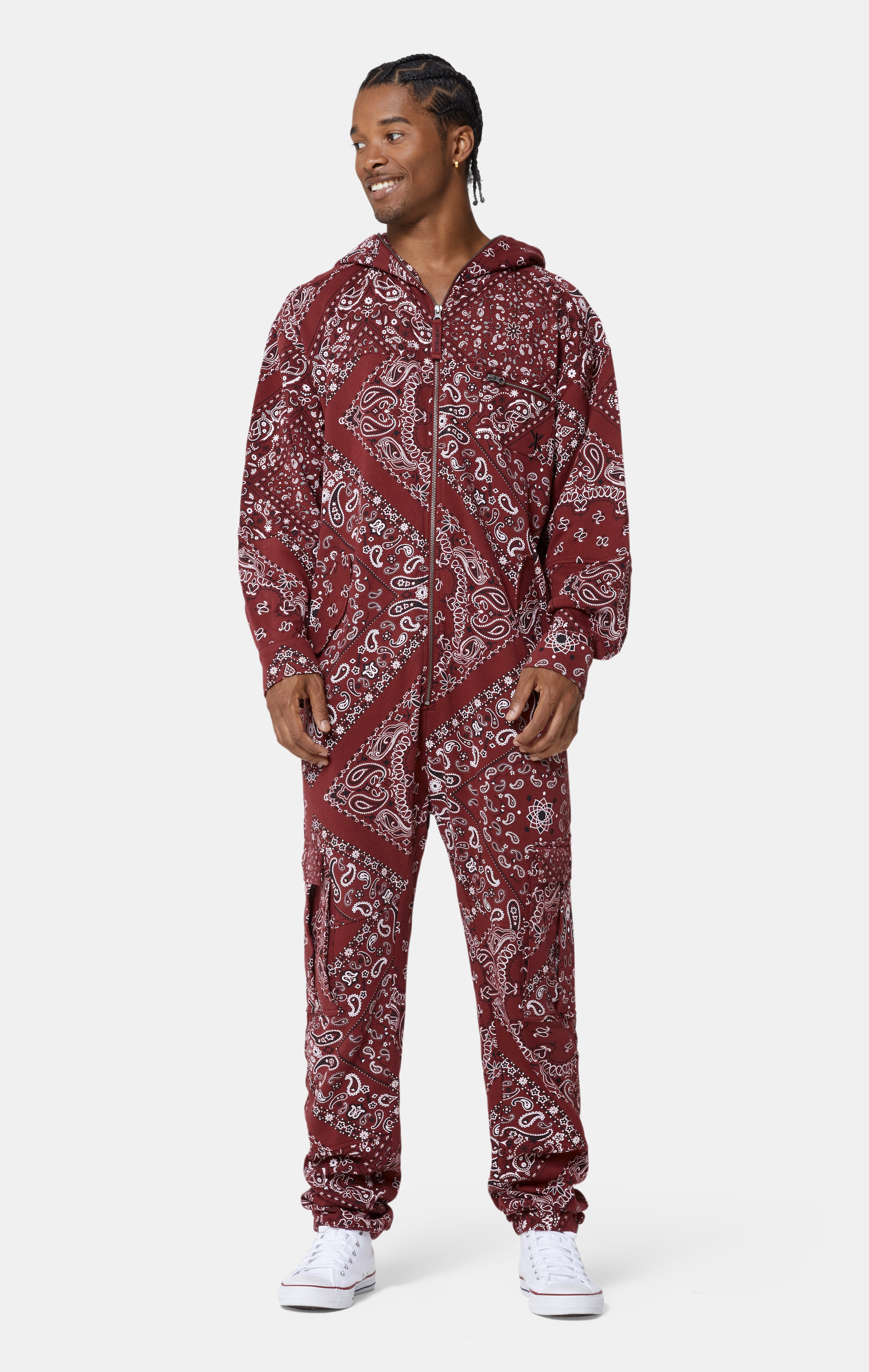 Cargo Baggy Paisley Jumpsuit Red