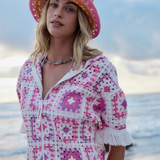 Crochet Short Jumpsuit Pink