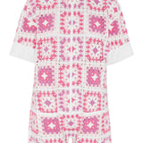 Crochet Short Jumpsuit Pink