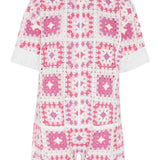 Crochet Short Jumpsuit Pink