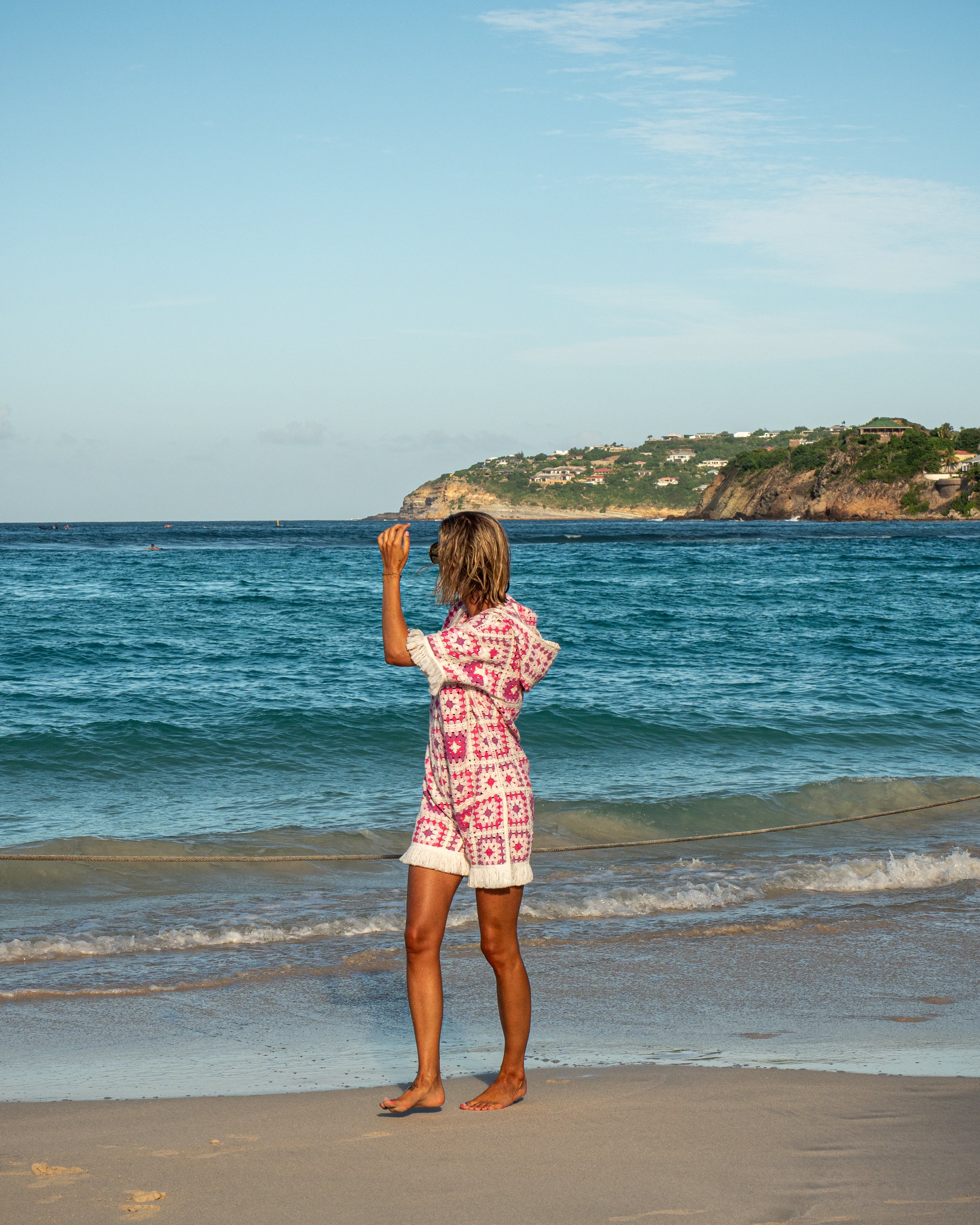 Crochet Short Jumpsuit Pink