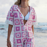 Crochet Short Jumpsuit Pink