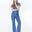 Denim Fit and Flare Jumpsuit Blue
