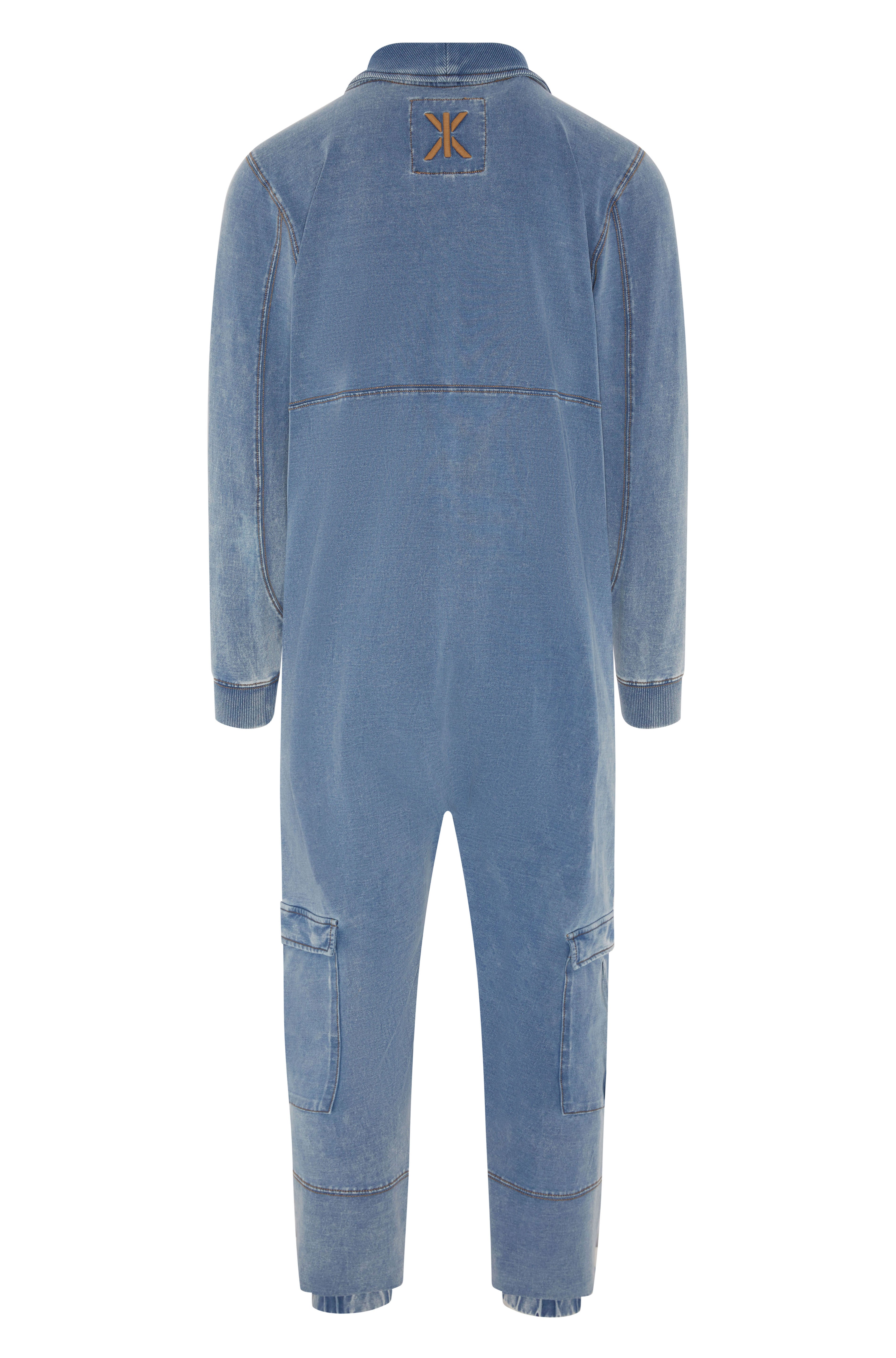 Soft Stretch Denim Jumpsuit Blue