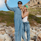 Soft Stretch Denim Jumpsuit Blue